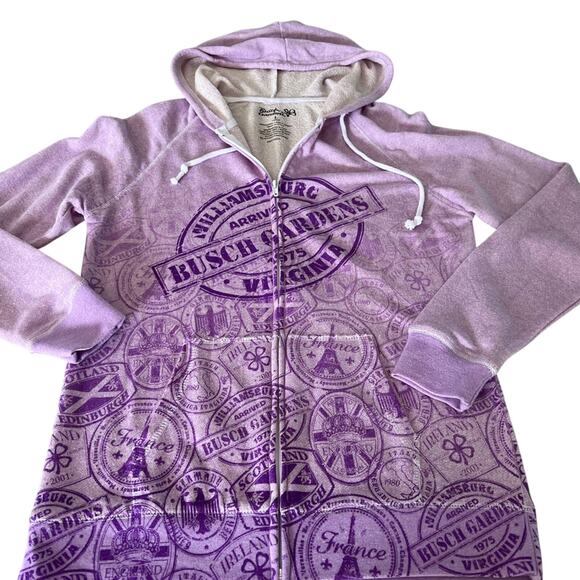 Busch Garden Williamsburg Purple Hoodie Jacket Woman’s Size Large Lightweight - Picture 5 of 9